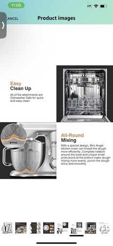 Mini Angel Stand Mixer,10-Speed 5QT Kitchen Electric Mixer,Tilt-Head Food Mixer - Picture 6 of 9