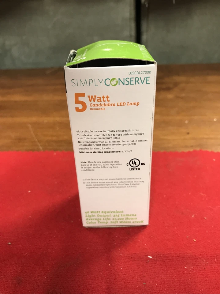 1 LED Candelabra B11 C37 Bulb,5W equivalent to 40W,E12 Base,5000K DayLight - Image 4 of 4