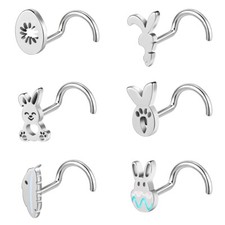 Juego de 6/7 piezas de tachuelas para nariz de Pascua de acero inoxidable de 20 g piercing para fosa nasal joyería corporal