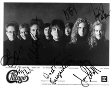 Chicago Band Lee Loughnane Bill Champlin +6 Signed B/W 8x10 photo JSA #XX51859
