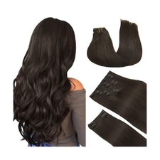 DOORES Clip in Hair Extensions Real Human Hair, Dark Brown 150g 9pcs 20 Inch,...