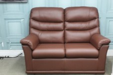 G PLAN MALVERN STATIC 2 SEATER SOFA IN BROWN LEATHER RRP £1838.