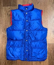 VTG 70s EASTERN MOUNTAIN SPORTS Puffer Vest Jacket Adult Small Blue Down Men EMS