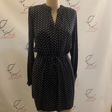 Gap Dress Sz. M.  Navy Print.  Blouson.  Tie Waist.  Hidden Button Placket. B106