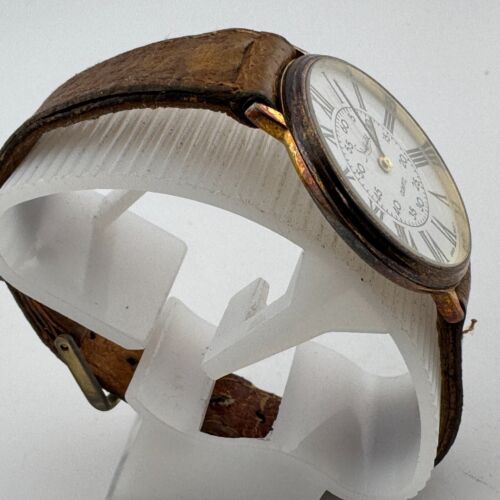 Vintage Sheffield Quartz Watch Men Gold Tone Leather Roman Analog New Battery - Picture 3 of 6