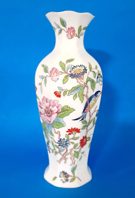 Aynsley  Pembroke Vase W/ Gold Trim Floral & Bird Fine English Bone China 8.5''