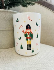 Holliday Style Nutcracker Soldier Utensil Crock Holder Ceramic Christmas 7” NEW 