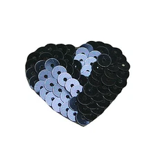 Lily 1-3/8"x1.25" Bead Sequins Navy  Black Red Heart Sew On Applique Patch Craft
