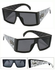 Locs Mens Authentic Thick Arms Flat Top Large Sunglasses OG Styles White Bandana