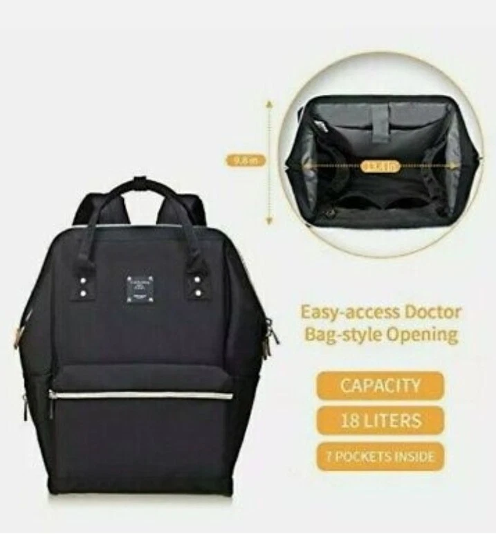 Mochila Universitaria Informal Bebamour Ligera de Viaje Amplia Abierta Espalda a (Negro) Foto 2 de 4