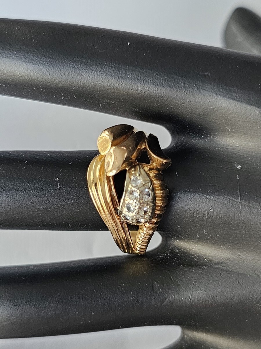 Grande Bague Ancienne En Or 18 Carats Avec Strass - Taille 63 - Occasion - Bijou Précieux