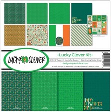 Lucky Clover Kit, 8 DS scrapbook papers, sticker sheet Reminisce LKC200