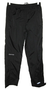MARMOT PRECIP RAIN PANTS KIDS SZ L BLACK ZIP ANKLE SNAP BUTTON WATERPROOF SHELL