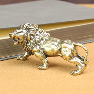 Solid Brass Lion Figurine Statue Animal Figurines Toys House Desktop Decoration