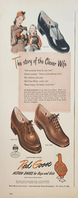 1947 Red Goose Action Shoes boys and girls Vintage ad clever wife