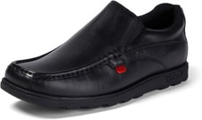 Kickers Mens Fragma Black Leather Slip On Shoes UK 9 Loafers - Brand New in box