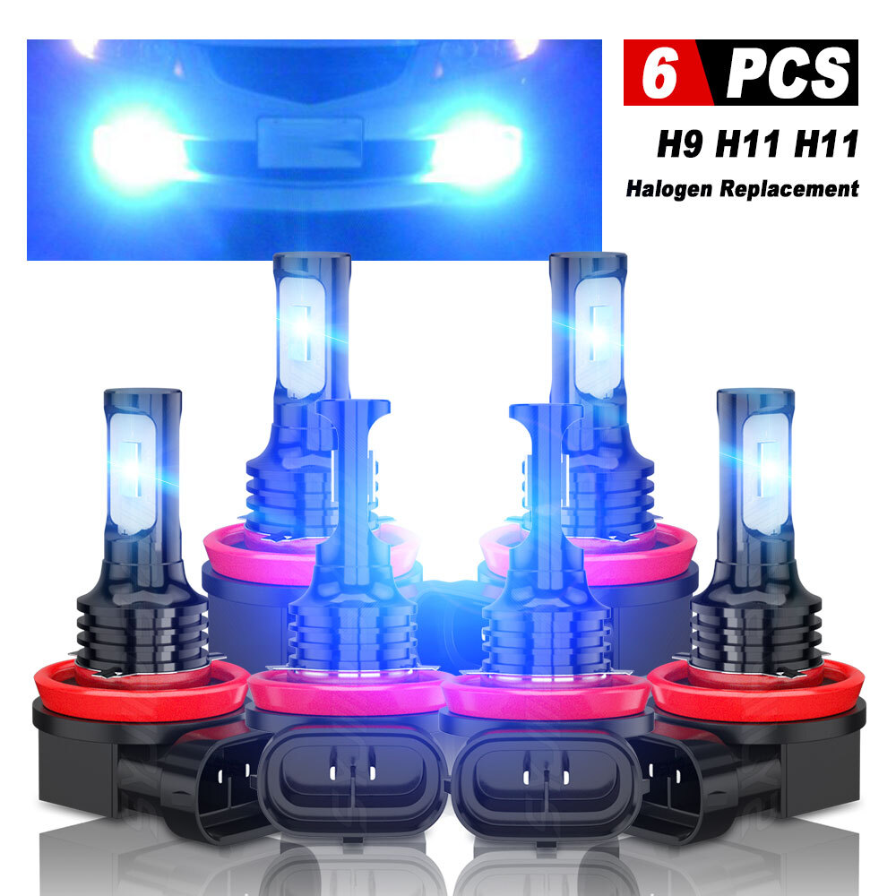 6X 8000K LED Headlights Hi/Lo + Fog Light Bulbs Combo For Chevy Impala 2006-2013 – Blue