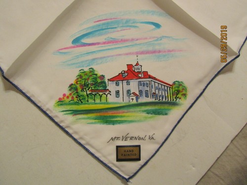 Mt. Vernon, Va Hand Painted Handkerchief - Picture 2 of 4