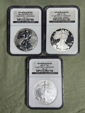 2006 American Silver Eagle 20th Anniversary Silver Dollar THREE COIN SET