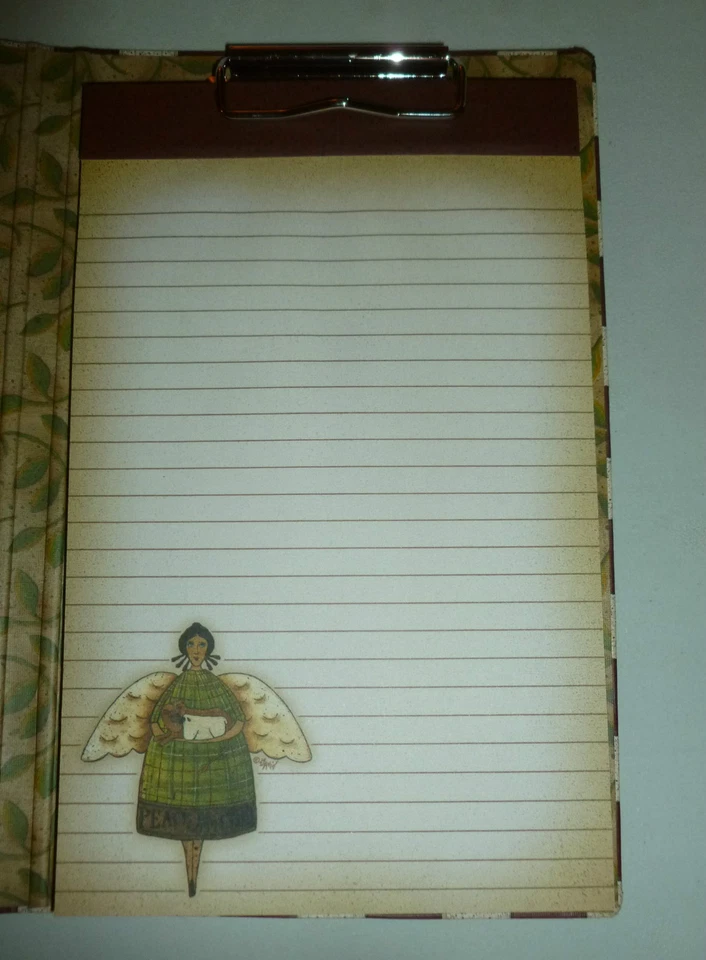COUNTRY ANGEL BURGUNDY CHECK SUNFLOWER CLIPBOARD HARDBACK PORTFOLIO PAD JOURNAL - Image 4 of 4