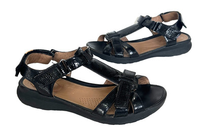 Damen-Sandalen Clarks unstrukturiert schwarz Unverziert Vibe Größe UK 5 E Weite hervorragender Zustand