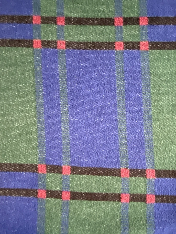 Vintage Ibena Fleece Throw Blanket Germany Green/Blue/Red Plaid 54”X 70” SOFT - Image 4 of 4