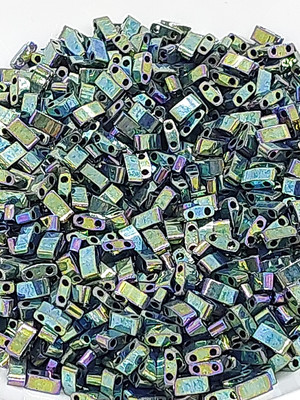 10gr Miyuki Half Tila Beads Metallic Green Iris Japanisch Glasperlen Qualität 