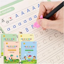 4-in-1 Reusable Grooved Handwriting Workbooks for Kids – Fun Writing Practice