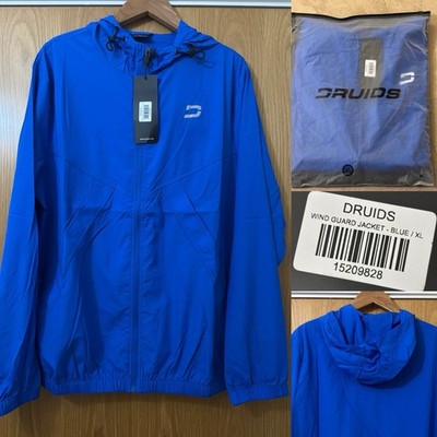 NEU MIT ETIKETT DRUIDEN GOLF royalblau WINDSCHUTZ durchgehender Reißverschluss KAPUZE Jacke XL 46'' TASCHEN