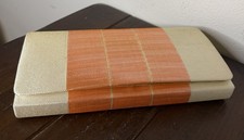 Vintage 1970s 1980s Orange Beige Clutch Purse Retro Woven Evening Bag Accordion