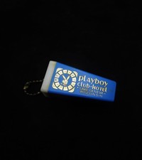 VTG Playboy Club Hotel Lake Geneva WI Blue Plastic Viewfinder Keychain 1970s