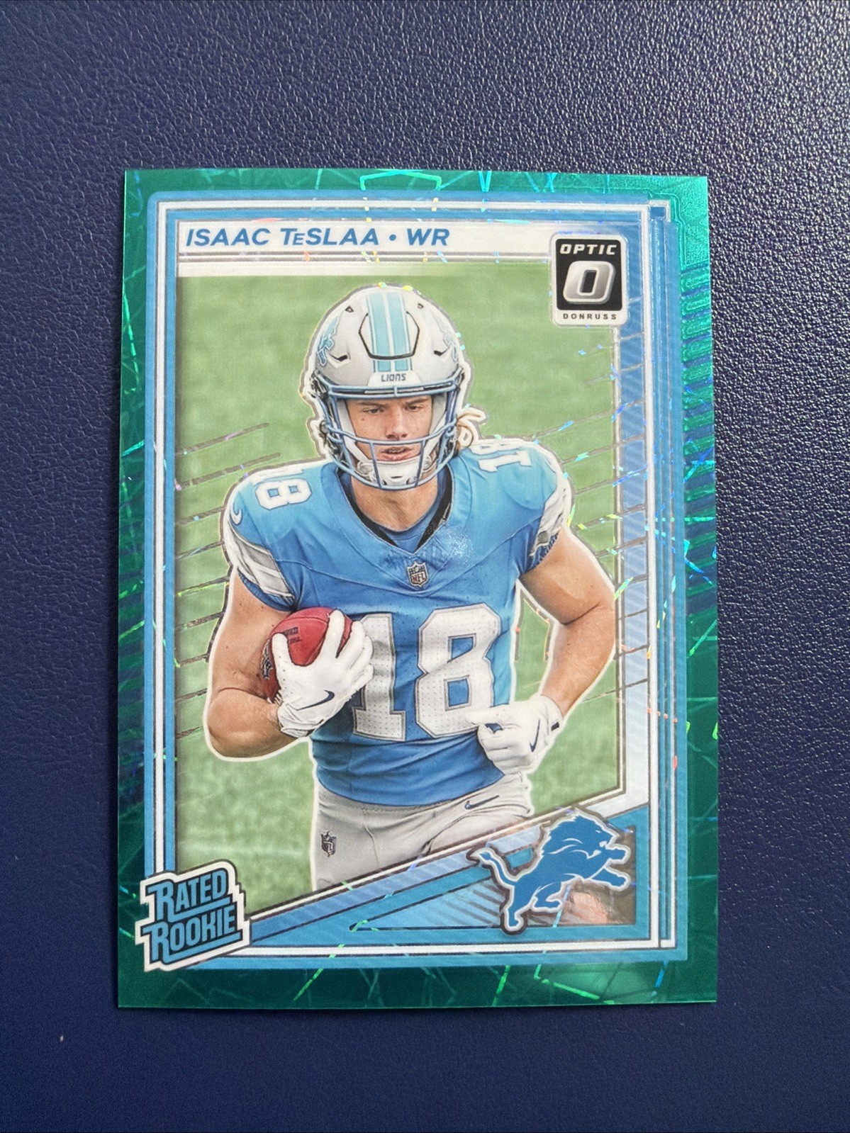 2025 Donruss Optic #219 Isaac Teslaa RC Teal Velocity SSP - Detroit Lions