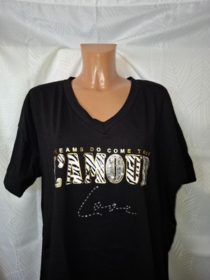 italy t shirt approx 46 48 50 black glitter E&F Paris new stretch shirt summer