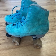 VINTAGE SURF GRIP Blue ROLLER SKATES Boardwalk MENS SZ 7 SUEDE LEATHER