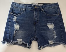 AQ Jeans Women  s Size 5 Distressed Denim Shorts Blue Cutoff
