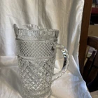 Vintage ANCHOR HOCKING Wexford Crystal Glass Pitcher 64 Oz Diamond Pattern MCM