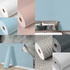 3D Thick Self-Adhesive Thermal Insulation Wallpaper Linen Plain Wall Sticker UK