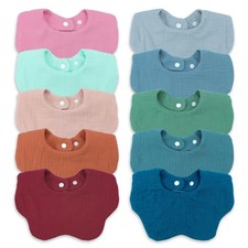 Baby Bibs for Girls  Boys - 10 Pack Drool Teething Muslin Bibs - Soft Absorb...