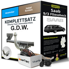 Für SAAB 9/3 Fliessheck Typ YS3D Anhängerkupplung abnehmbar +eSatz 13pol uni 98-