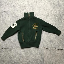 Polo Ralph Lauren Sweater Boys 3XS 2T Green Full Zip Mock Neck Crest Polo Logo
