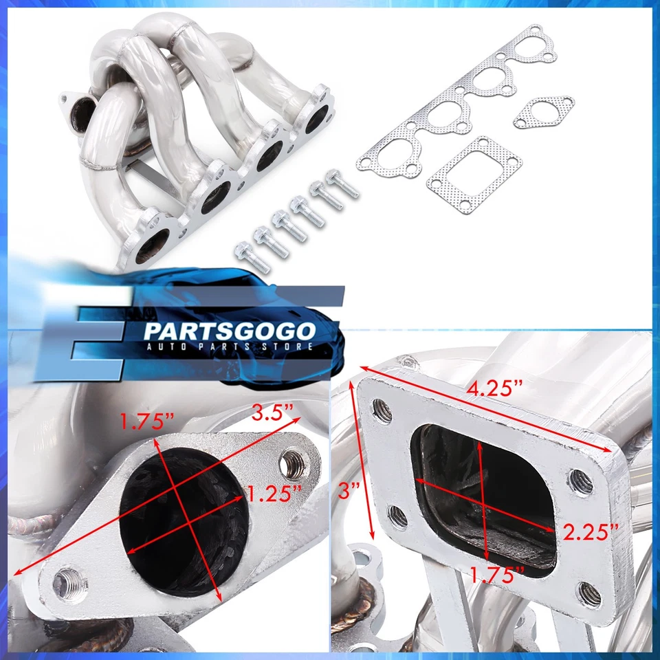 For Honda D15/D16 D-Series SOHC Engine T3 Turbo Manifold Header Wastegate Flange Foto 3 de 4
