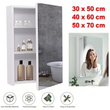 Single Door Bathroom Mirror Cabinet Wall Mounted with Adjustable Storage Shelf