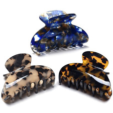 3 Packs Women Medium Hair Clips Tortoise Claw Clips Celluloid Jaw Clips Leopard