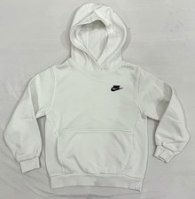 Nike Boys White Pullover Hoodie Long Sleeve Nike Logo Pockets Sz Boys 5-6