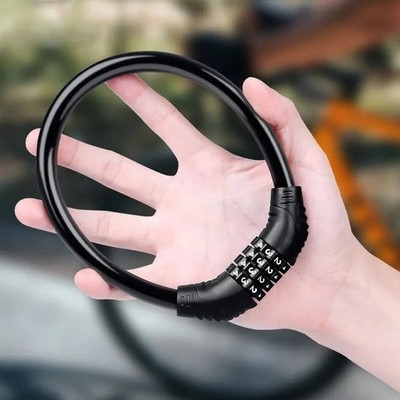 Bike Lock with 4-Digit Combination | Durable Steel Cable | Anti-Theft Security f