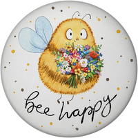 Pummel Biene Magnet Rund Rund Mit Spruch Bee Happy BlüHender FrüHling Hummel Des