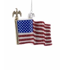 New Noble Gems Glass American Flag Ornament With Eagle NB0404 MIB