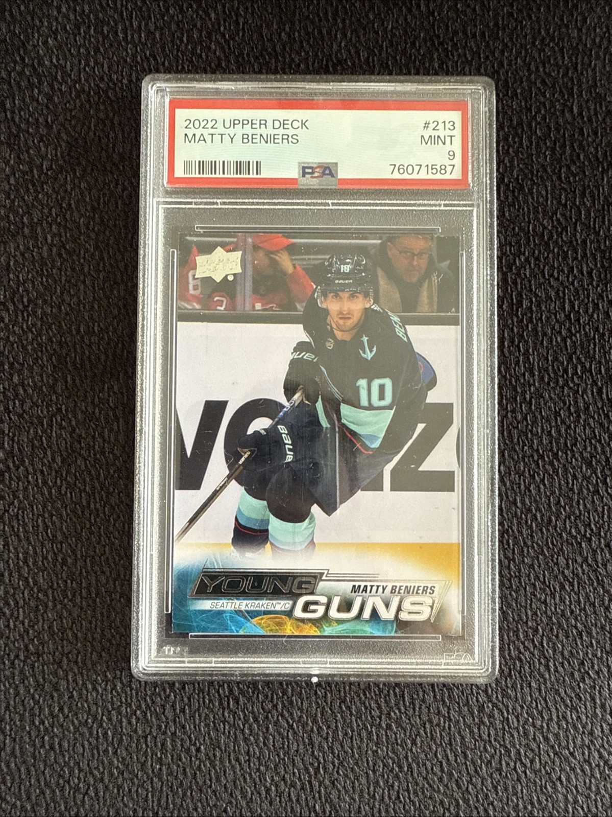 2022 Upper Deck Matty Beniers Rookie Young Guns #213 PSA 9 Kraken