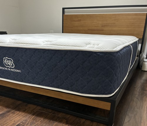 Queen bed with Brooklyn Bedding Hybrid Mattress