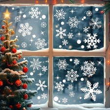 320 Pcs 10 Sheets Christmas Window Clings, Stickers, White